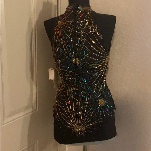 GREAT NEW YEARS TOP!! NWT Vintage Laurence Kazar Beaded Sequin Blouse - Picture 8 of 10